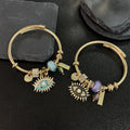 Hot Selling Model Evil Charms Eyes Gold Plated Stainless Steel Bangle Women Charms Brracelet