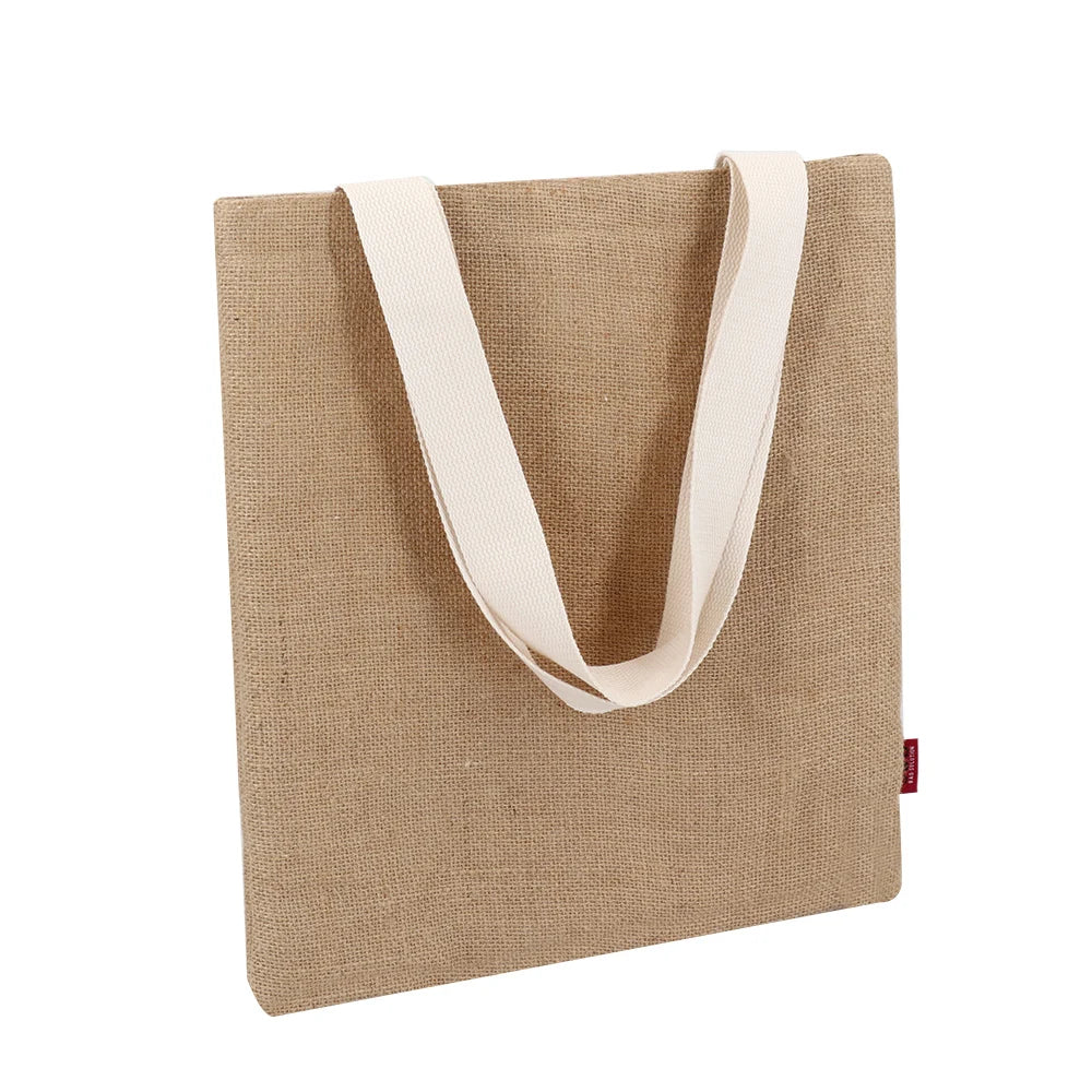 Eco Friendly Plain Tote Bag Jute with Personalized Logo Printing Natural Hessian Hemp Beach Shopping Bag for Promotional Gift