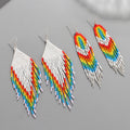 Handmade Gold-Plated Bohemian Huggie Earrings for Women Girls Colorful Beaded Drop Design Pearl Trendy Fashion Parties Gifts
