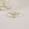Beautiful 14K 18K Yellow Gold Peacock Tail Lab Grown Diamond Engagement Ring Peafowl Design Moissanite Ring for Women