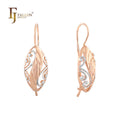 FJ Fallon Fashion Jewelry Elegant Wire Hook Earrings Plated in 585 Rose Gold Two Tone Brass Based Pro