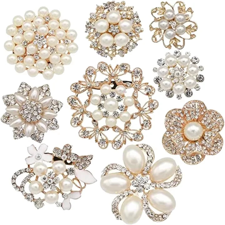 Original Fashion Women's Hijab Pins Pearl Safety Scarf Brooch Pin Clip with Alloy Material Wedding and Engagement Scarf Buckle