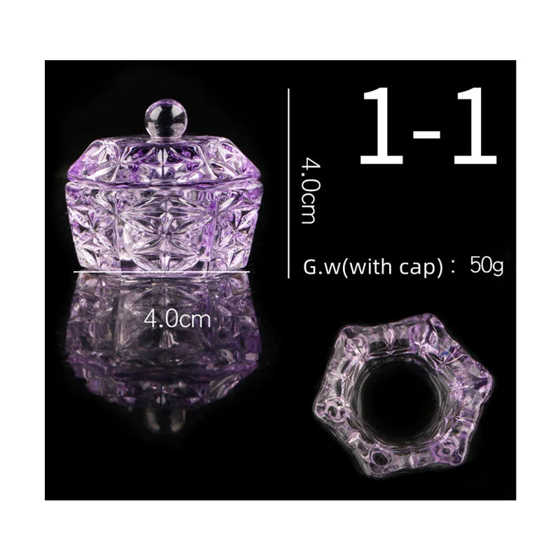 INS Style Rainbow Heart Shape Glass Pink Portable Powder Liquid Brush Holder Nail Art Tool Wholesale Crystal Nail Dappen Dish