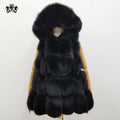 Janefur Fashion Premium Luxury Jacket Ladies Elegant Warm Winter Hooded Fox Fur Vest for Women