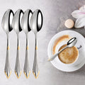 Luxury 6-Piece Baroque Royal Gold Plated Spoons Set 5.5inch Stainless Steel 18/10 Teaspoon Espresso Coffee Spoon