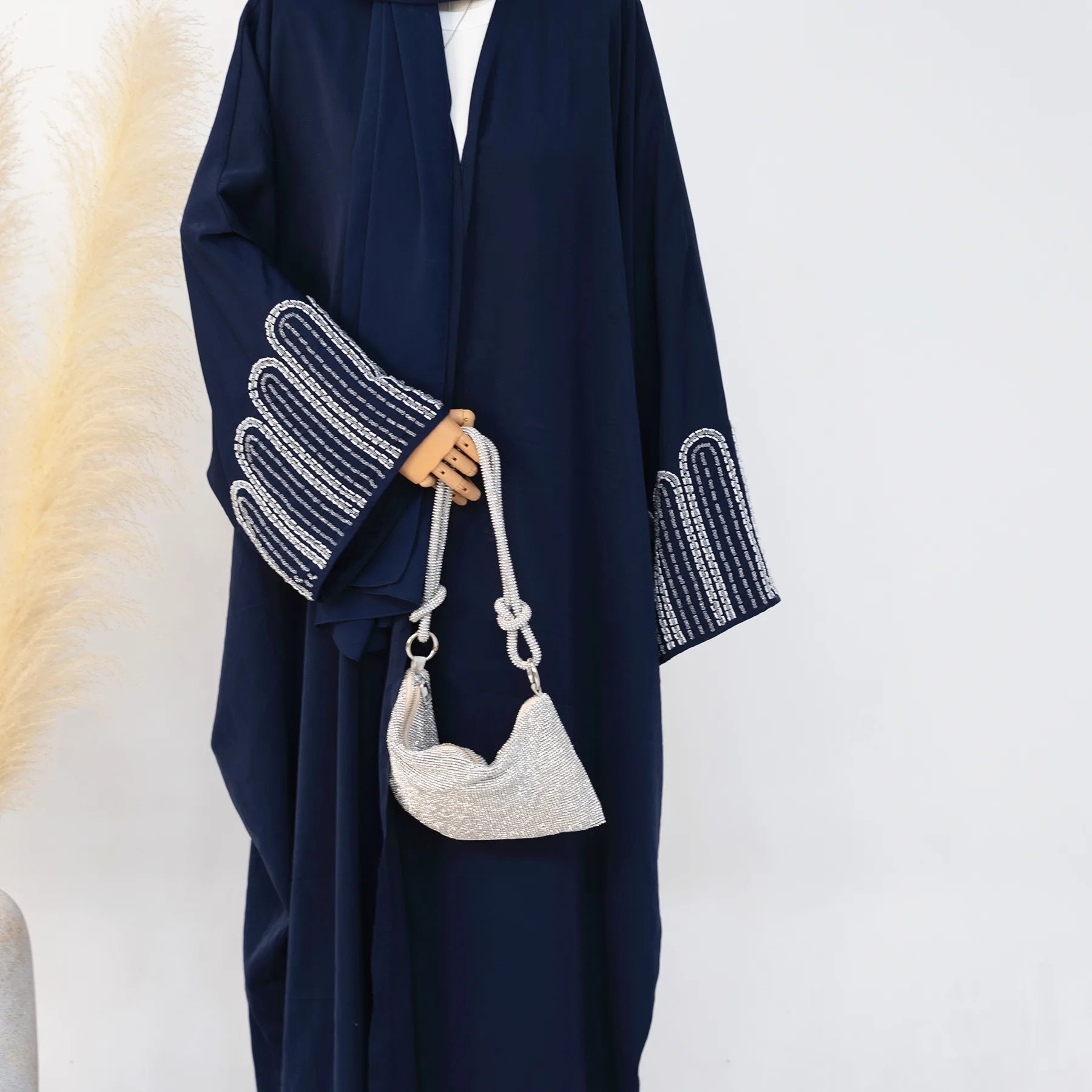 EID Islamic Clothing Turkiye Women Abaya Malaysia Marocain Eid Embroidered Open Front Abaya