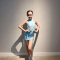 Blue Sleeveless Model Short Girls' Show Dress Latin Dress
