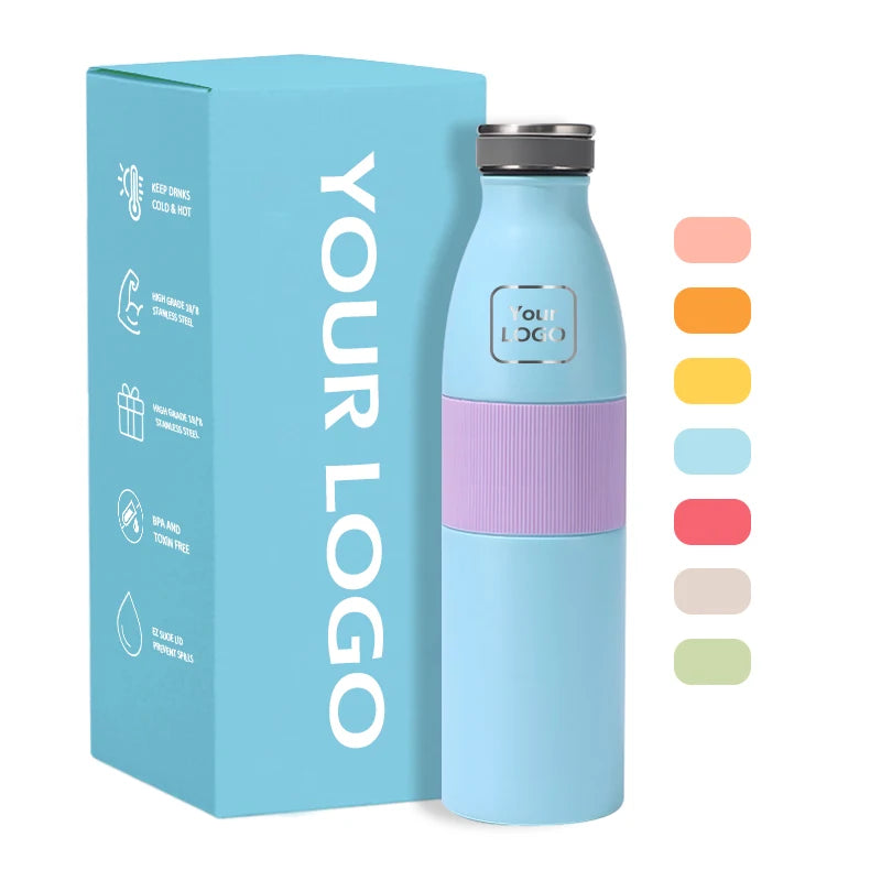 650ml Eco-Friendly 304 Stainless Steel Double Wall Vacuum Insulated Milk Bottle 6-12 Hours Thermal Insulation for Travel Sports