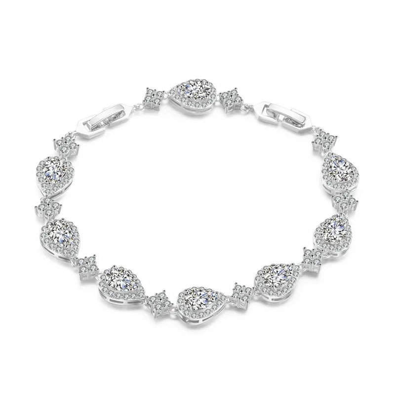 Classic Colorful Water Drop Jewelry AAA Zircon Bracelet Fashion Wedding Bride Luxury Bracelet for Women