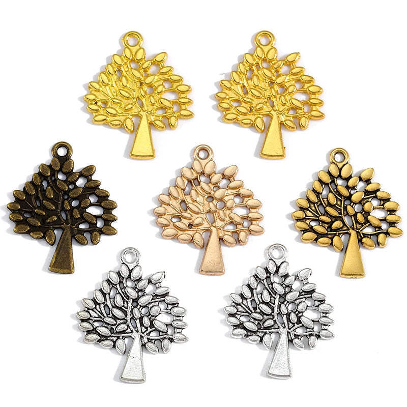 5 Colors Antique Silver Color Alloy Metal Tree Charms for Jewelry Making Diy Handmade Jewelry 30*24mm Q204