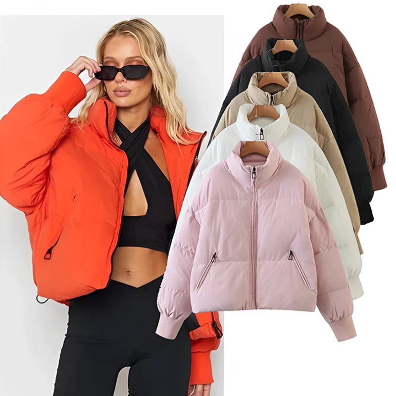 Latest Women's Puffer Jackets Bomber Winter Girl Women Down Jackets 2023 Fashion Custom Warm Zipper up Coats
