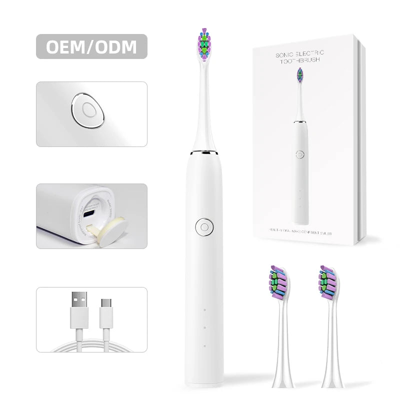 SN302 Or-Care Acoustic Wave Electric Toothbrush Kit with Head Holder Medium Bristle IPX7 Waterproof for Home Use