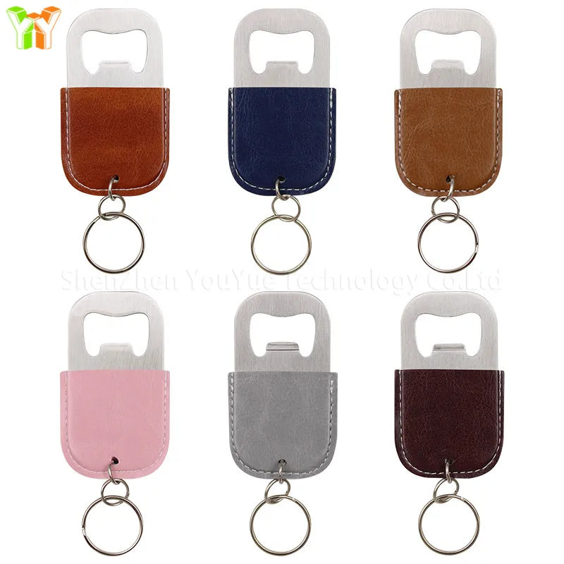 YY Low MOQ Pu Leather Bottle Opener Keychain Drinks Bottle Opener Key Chain