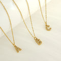 Personalized 18K Gold and Stainless Steel Link Chain Necklace Inlaid Rhinestone Initial Name Letter