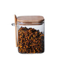 40oz Airtight Bamboo Lid Clear Square Glass Canister for Home Kitchen Spice Herbs Seasoning Seed Tea Sugar Salt