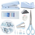 Hot Selling Cross-Border Desktop Office Stationery Set in Blue Includes Stapler Tape Measure Scissors Nail