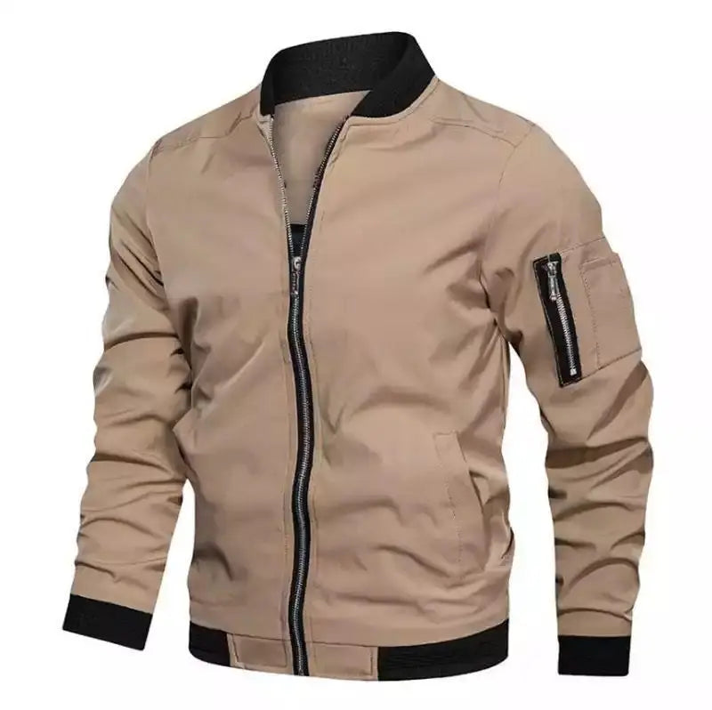 M-6XL Summer Side Sewn Pocket Casual Ordinary Hatless Standing Neck Zipper Youth Jacket Coat