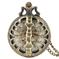 Antique Bronze Vintage Skeleton Ribcage Steampunk Pocket Watch Analog Quartz Watch with Necklace Chain for Jewelry Pendant