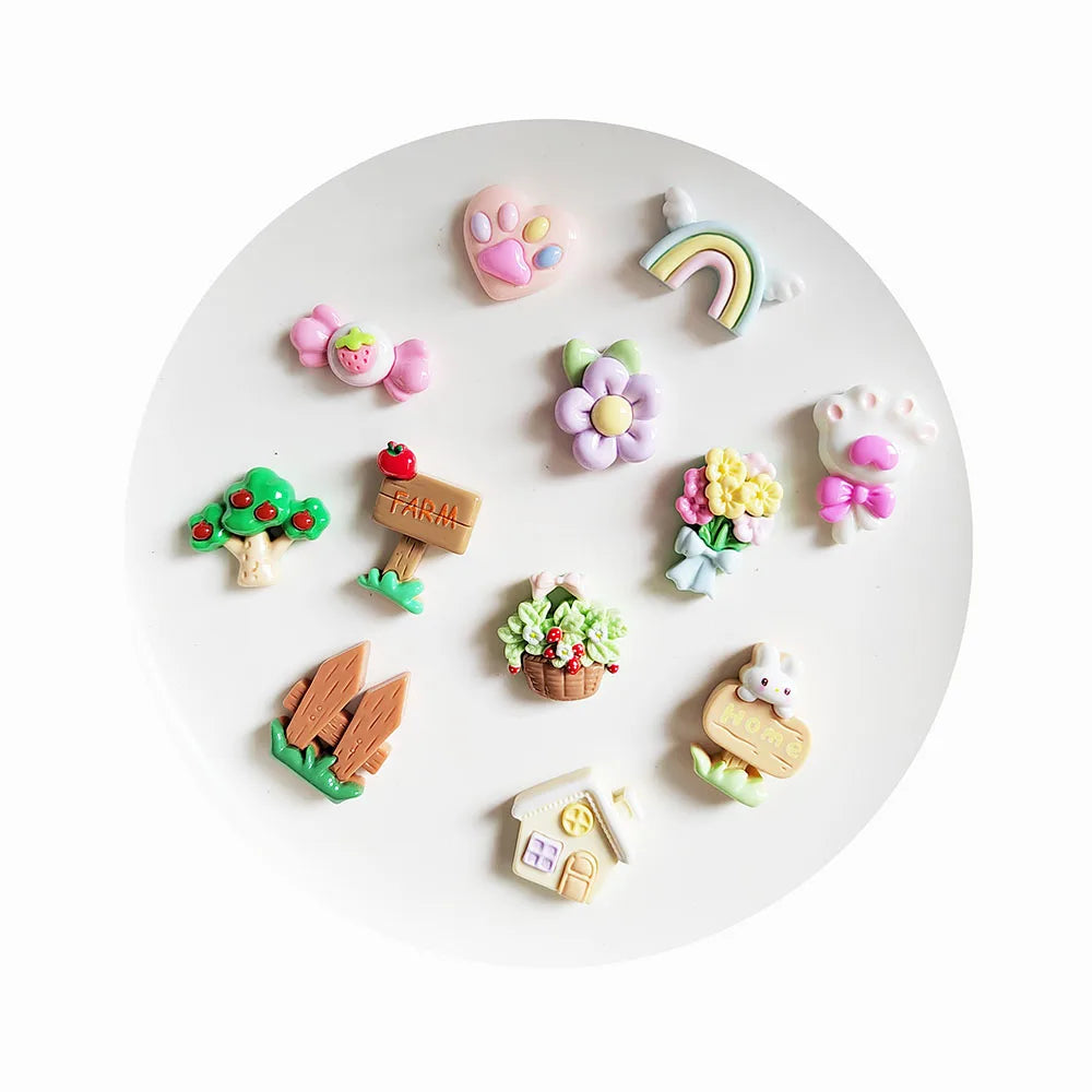 Kawaii Resin Heart Flower Candy Flatback Cabochons Scrapbooking Crafts for Jewelry DIY Phone Shell Decoration