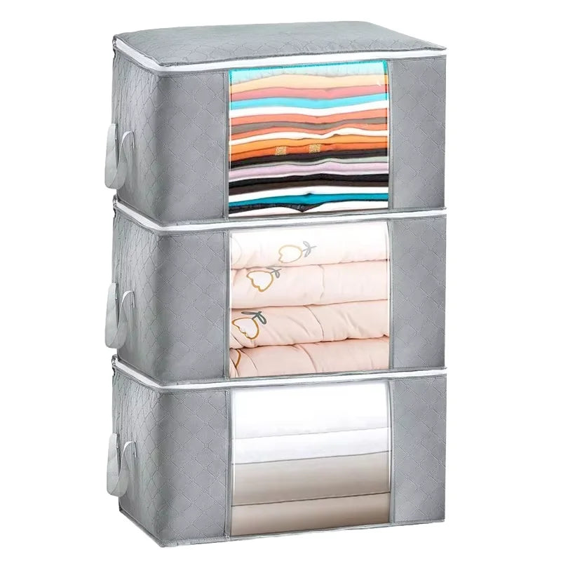 Lavinia Custom Wholesale 35L Non-Woven Storage Bag Sturdy Foldable Clothes Storage with Clear Window Square Shape