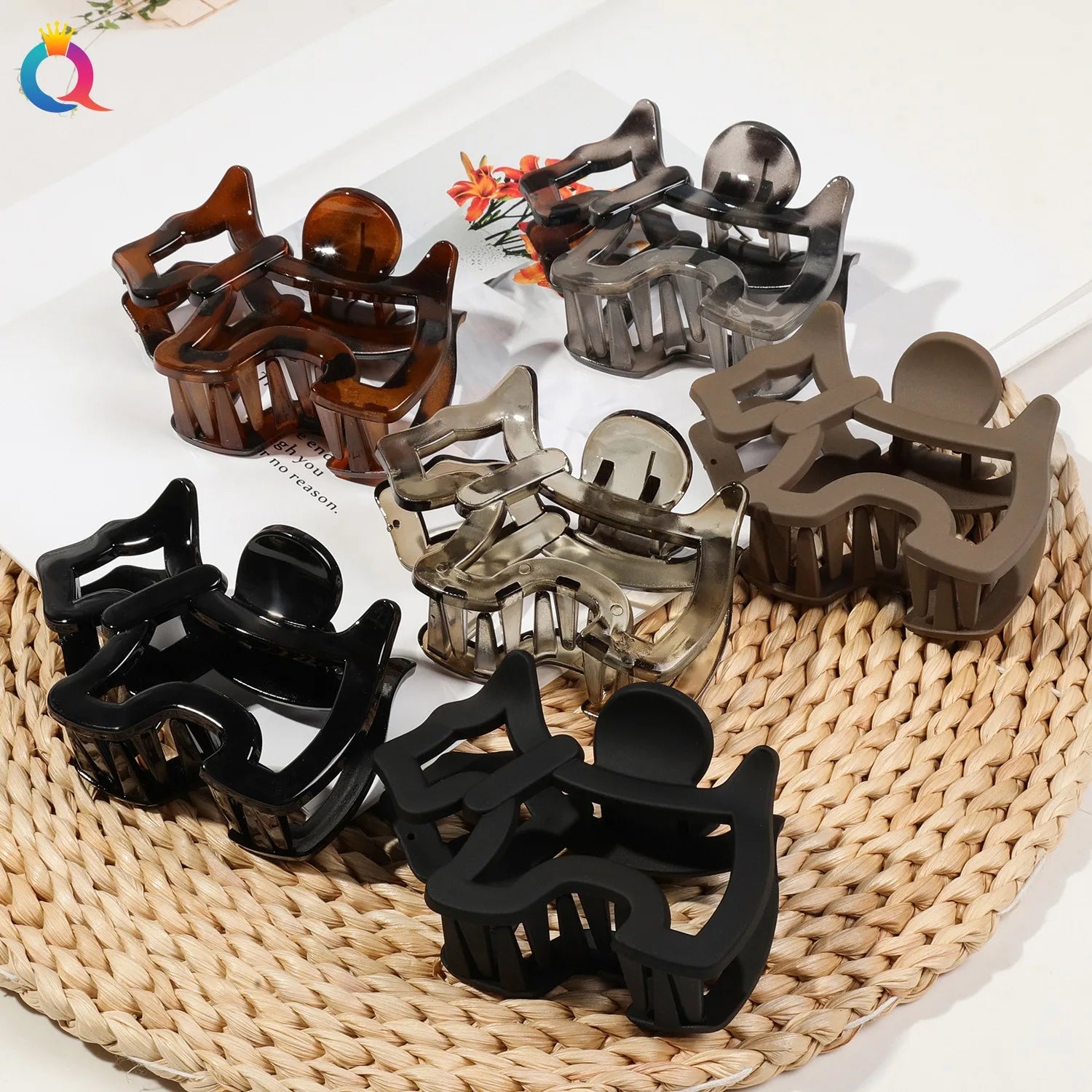 QIYUE 9CM Frosted Solid Color Puppy Hair Clips New Cute Hollowed-Out Puppy Hair Clips Women's Hair Accessories