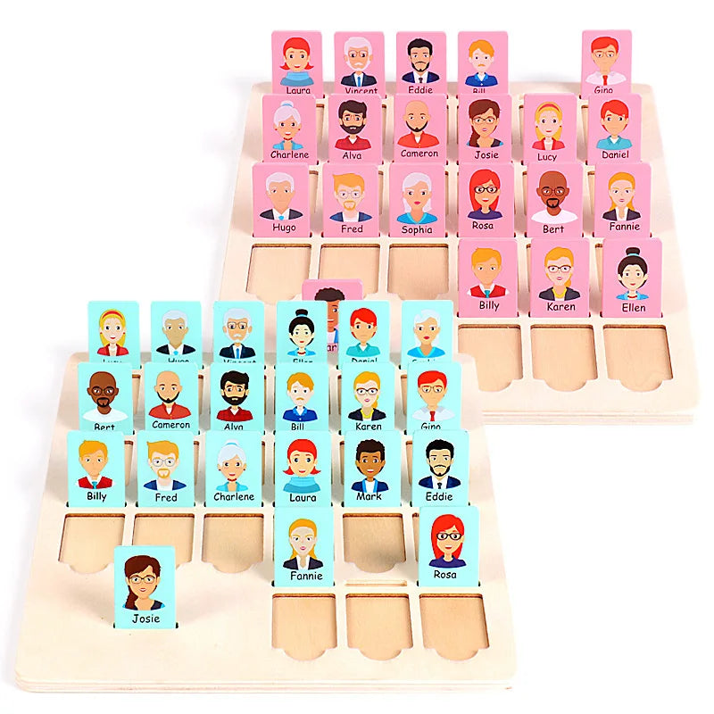Factory  Kids Wooden Guess Who I Am Logical Reasoning Memory Board Game Early Educational Parent-Child Desktop Toys for Kids