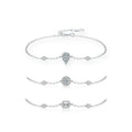 Adjustable Original 925 Sterling Silver Cuff with CZ Simple Korean Style White Silver Bracelet with Charms