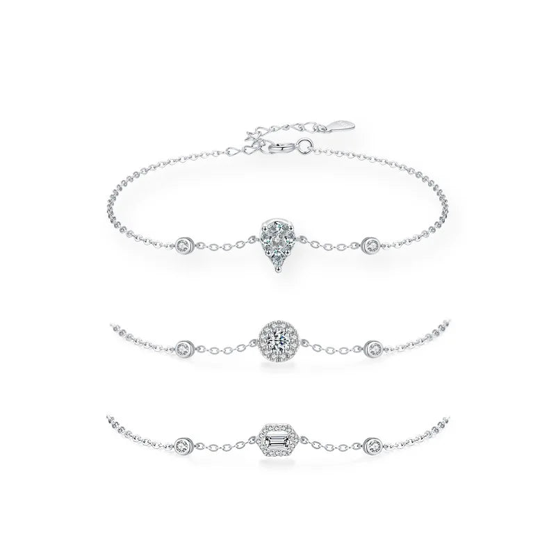 Adjustable Original 925 Sterling Silver Cuff with CZ Simple Korean Style White Silver Bracelet with Charms