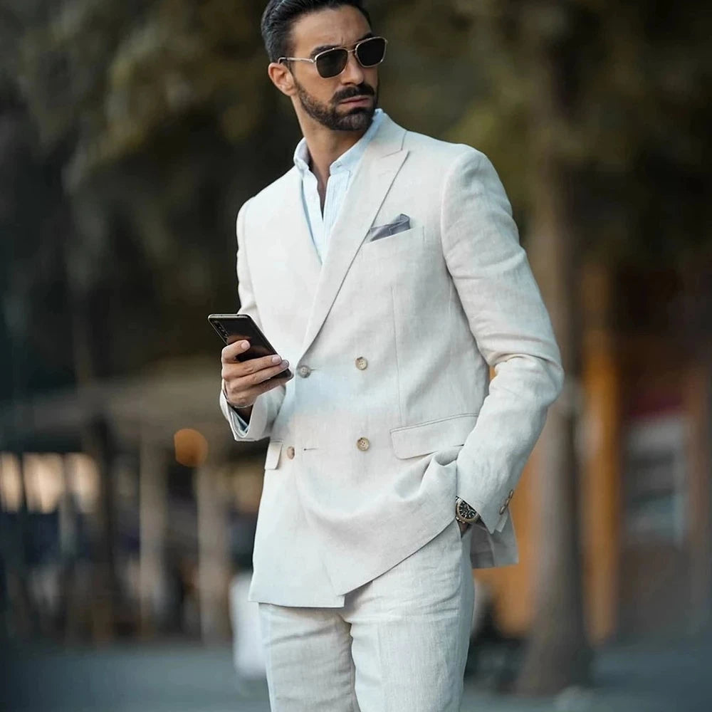 New Style Double Breasted Men Suits Costume Homme Wedding Prom Formal Suits for Slim Groom Tuxedo Blazer 2 Pieces Jacket Pant