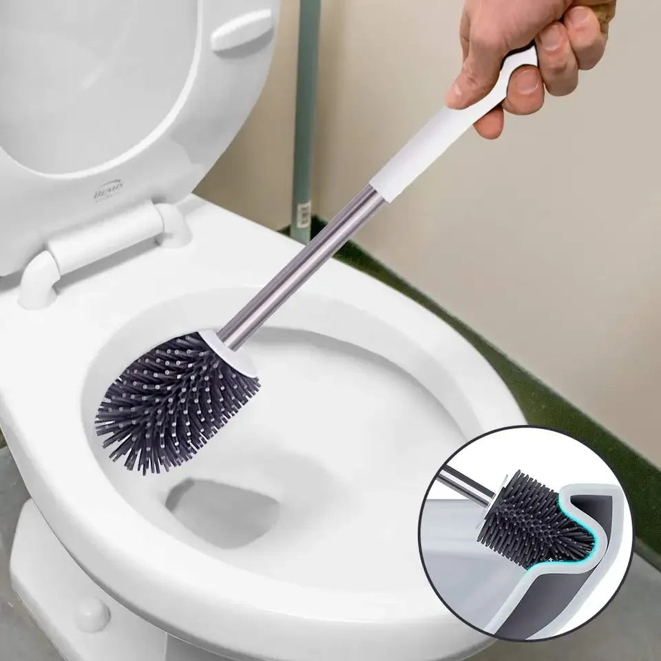 2025 Clean Home Wall Hanging TPR Toilet Brush with a Tweezer and Holder Set Silicone Customized Caddy Sustainable Cleaning Brush