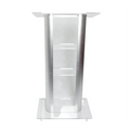 Detachable Transparent Acrylic Church Pulpit Clear Lectern Podium with Aluminum Side Panels for Church Conference or School