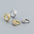 Fashion Jewelry 925 Silver Flower Pattern Zircon Earrings Jewelry 18K Gold Plated Sterling Silver Hoop Earrings for Women