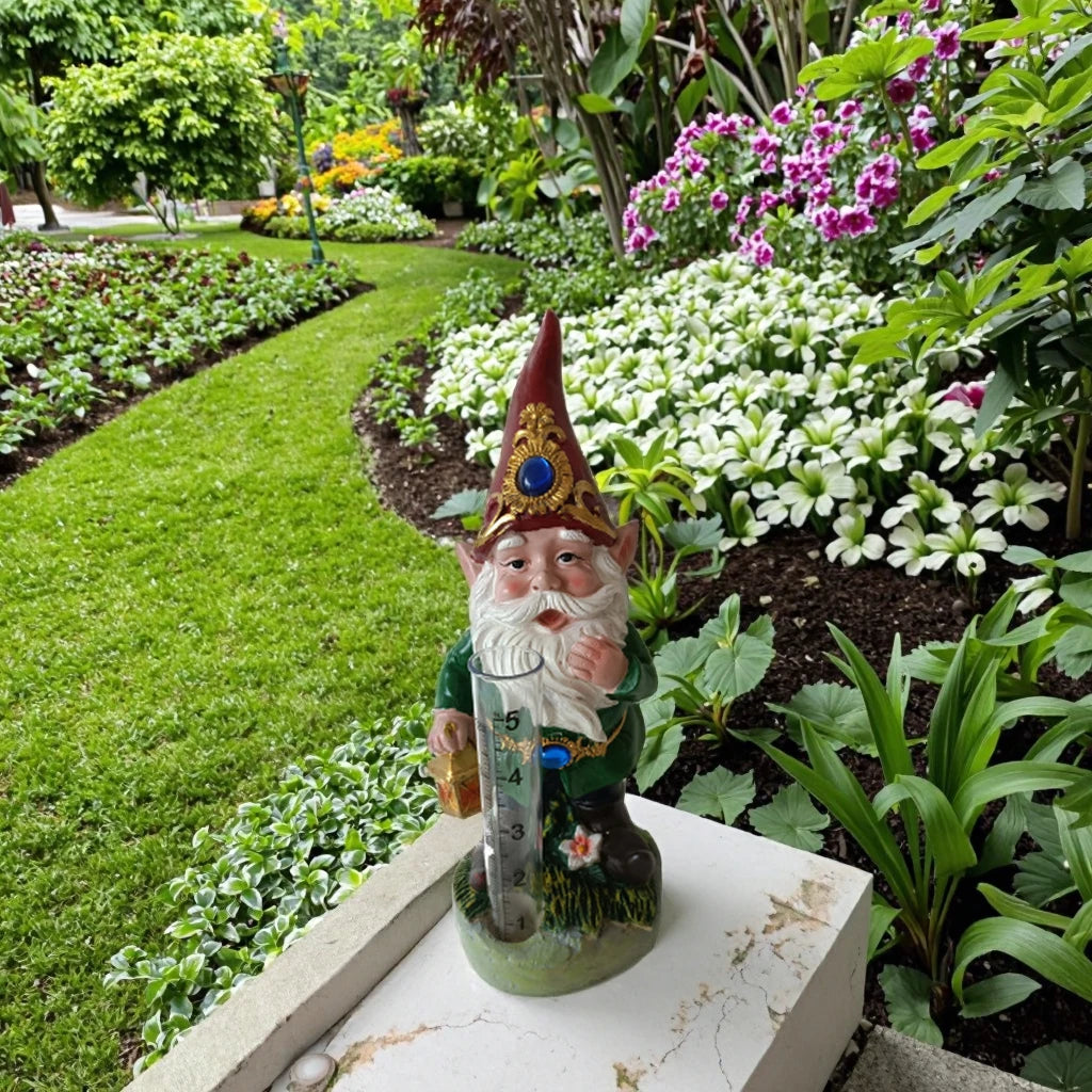 Fulin 10" Resin Art Deco Garden Gnome Sculpture Figurine with Waterproof Finish for Outdoor Garden Decor