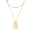 Wholesale Double Layers 316L Stainless Steel Paperclip Chain Rectangle Pendant Necklace