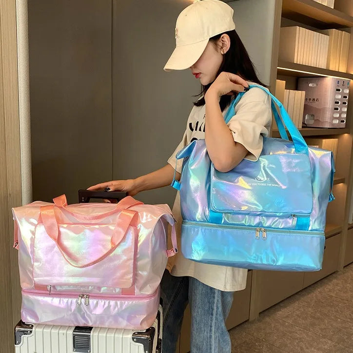 Customizable Logo Large Capacity Travel Gym Bag Wet and Dry Separate with Zipper Closure and Separate Shoe Compartment