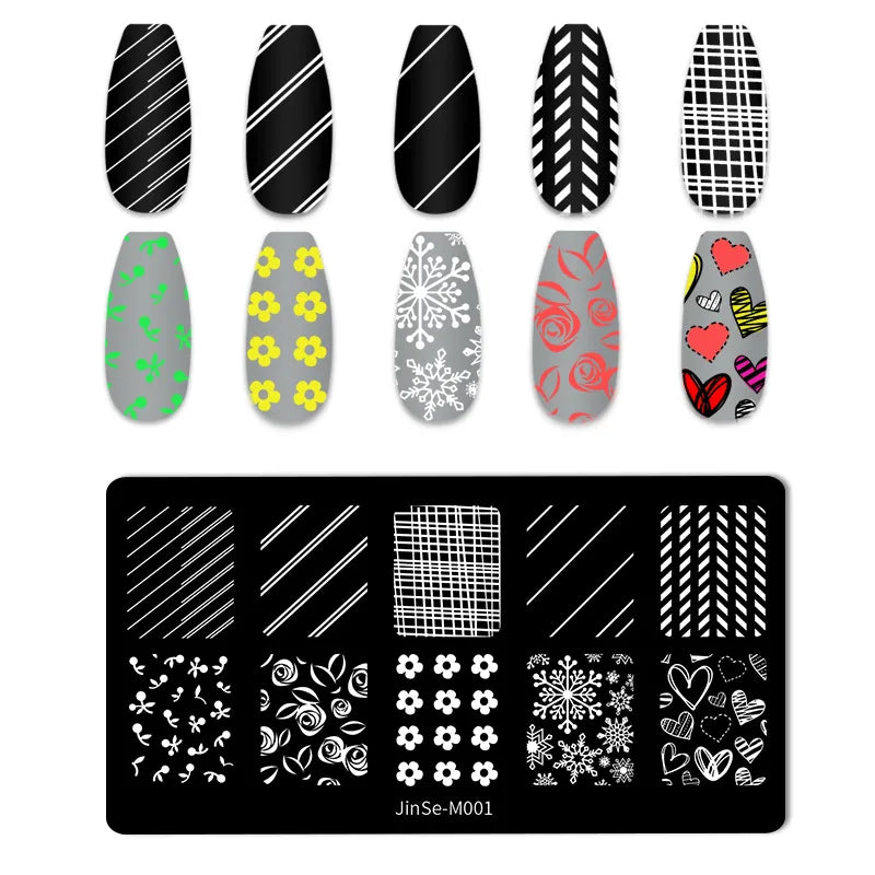 Stainless Steel Nails Art Stamping Plate Scraper Stamper Set Leaves Flowers Animal Nail Plate Template Image Plate