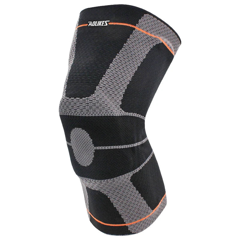 Aolikes Flat Knitting Machine Knee Sleeve Compression Breathable Fitness Knee Brace With Anti-slip Silicone Strap