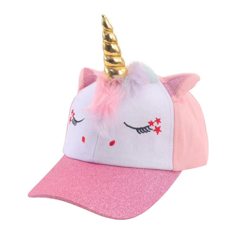 Landfond Accessory Summer Sun Visor Hats Printed Cartoon unicorn Baseball Cap for Girls