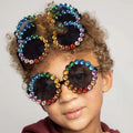 Fashion Rhinestone Decoration Children Sun Glasses Girl Boy Custom logo Shades Round Color Diamond Polarized Infant Sunglasses
