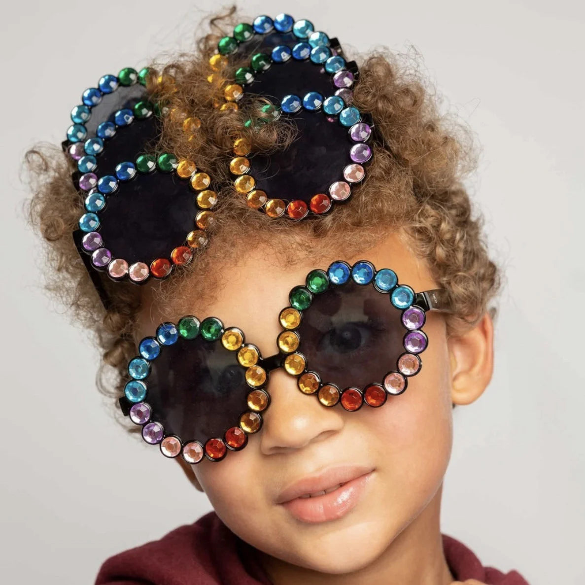 Fashion Rhinestone Decoration Children Sun Glasses Girl Boy Custom logo Shades Round Color Diamond Polarized Infant Sunglasses