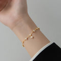 Cubic Zirconia Flower Shape 925 Sterling Silver Gold Plated Charm Bracelets Women Fine Jewelry