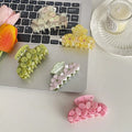 Superior Sense Three-dimensional Flower Diamond Acetate Acid Grab Sweet Design Sense Medium Size Shark Clip Hair Accessories