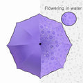 Portable Manual Folding Umbrella Flowering in Water Can Custom Logo Black Glue Coated Mini Light Weight UV Umbrella for Women