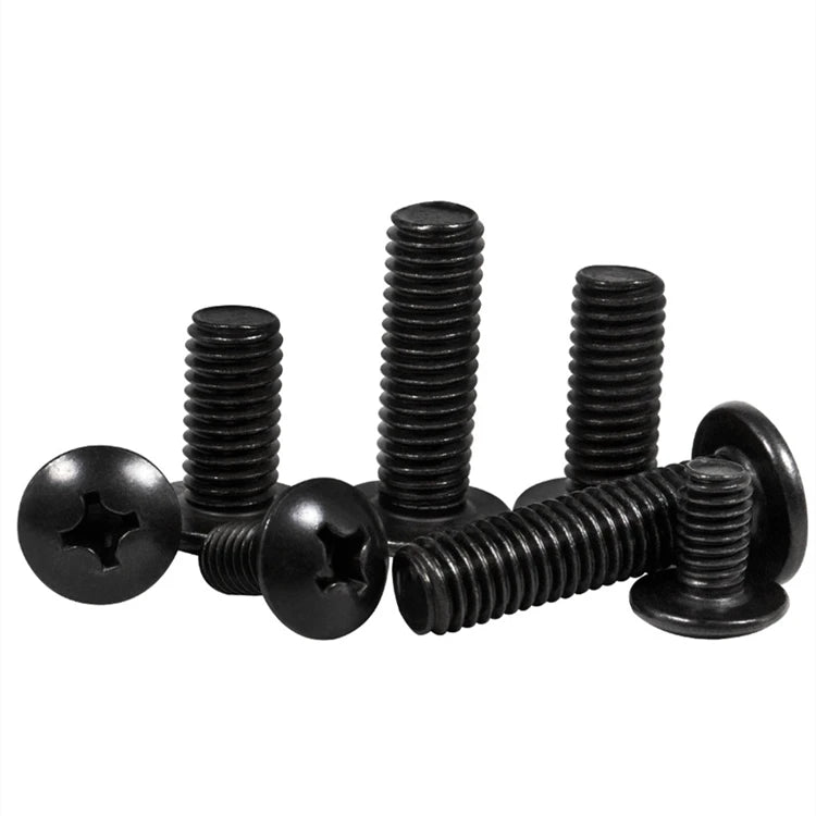 M2 M2.5 M3 M3.5 M4 M5 M6 M8 Black Oxide Coated Mushroom Head Bolt Phillips Truss Head Machine Screws