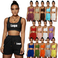 Summer Women's Solid Two-Piece Shorts Set Tank Top & Shorts Breathable Eco-Friendly Sports Wear