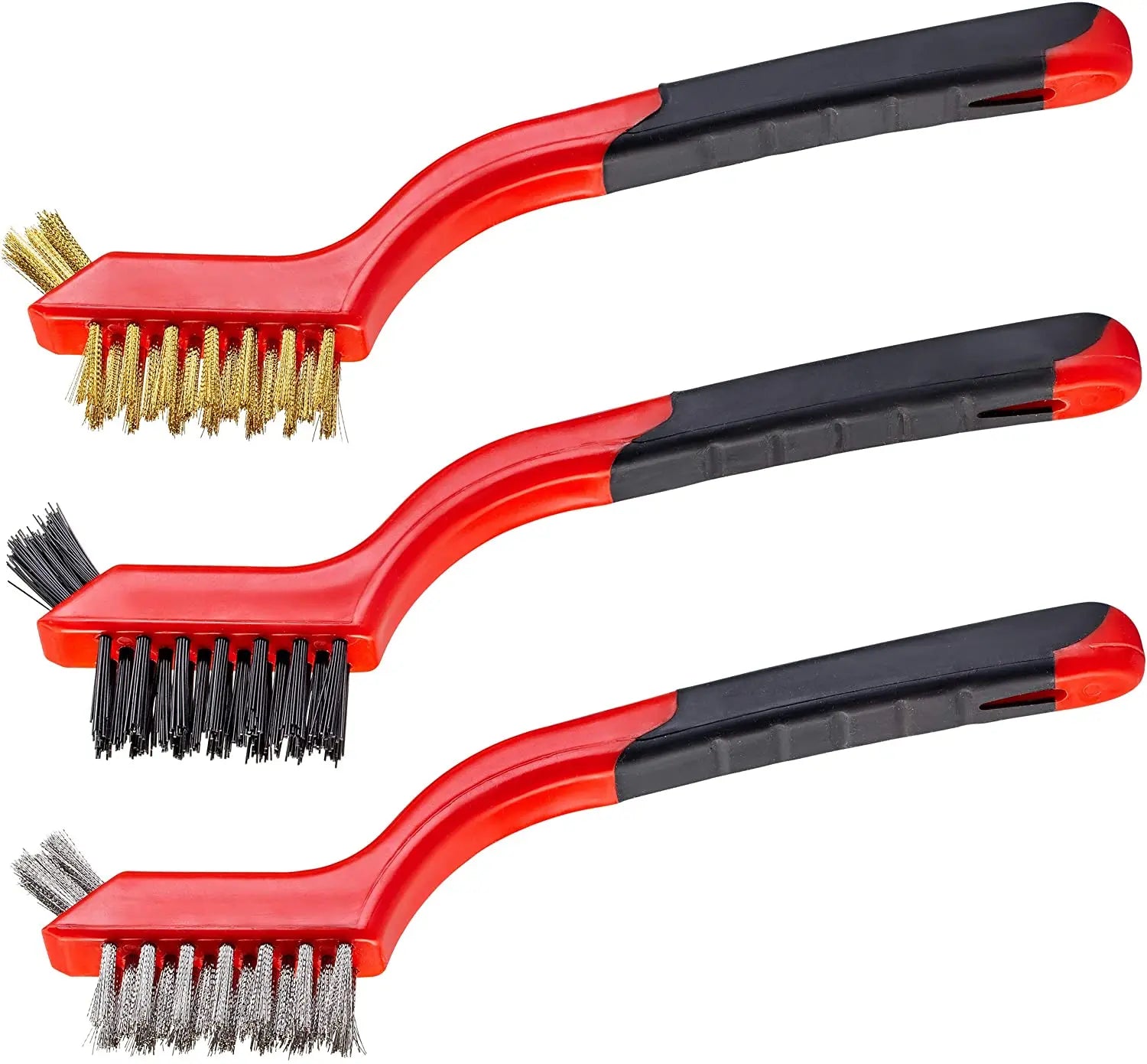 Cleaning Brush Detailing Wire Brush Set Crimped Scratch Brush With Brass Stainless Steel and Nylon Brush Head