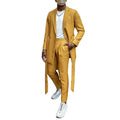Luxury Yellow Men Suits With Belt Wedding Tuxedos Notch Lapel Clothing Groom Prom Party Social Blazer Trousers 2 Pieces Suit Set