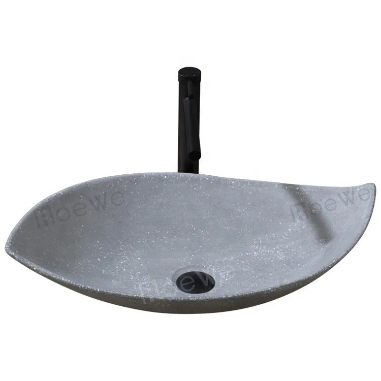 New Rustic Modern Natural Style Bathroom Sink Terrazzo Pattern Sandstone Washing Basin Drainer Matt Solid Surface Villa Washroom