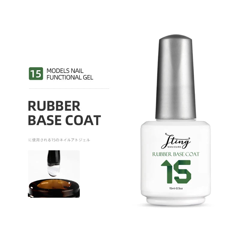 JTING Hot Selling Nail Art Rubber Base Gel Top Coat Uv Gel Nail Polish OEM Free Custom Private Brand and Bottle Available