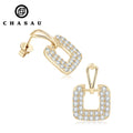 Classic Design 925 Sterling Silver Pave Set Round Cut Moissanite Women's Premium Square Stud Earrings